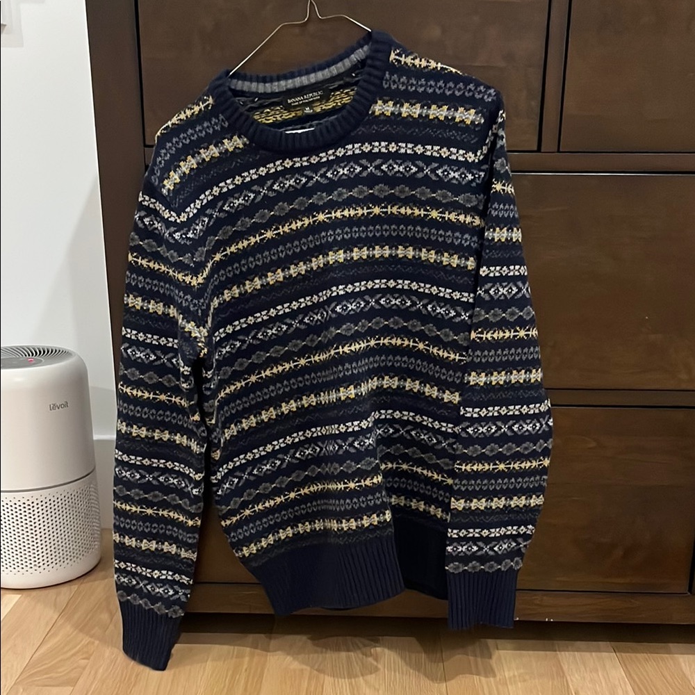 Men's Navy Patterned Sweater